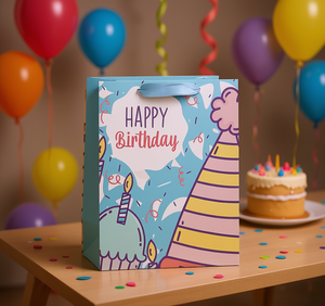 Sacchetto regalo di buon compleanno in carta stampata a 4 colori per feste e celebrazioni - Product Image 2