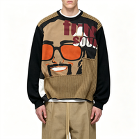 Sweat-shirt rétro pour homme, patchwork, imprimé portrait, coupe ample, style vintage, streetwear hip-hop, col rond, pull-over