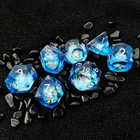 Dés en résine à bords vifs avec œil mobile, lot de 7 dés polyédriques pour D&D RPG, vente en gros