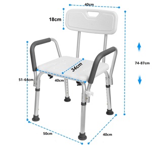 <span class=keywords><strong>Chaise</strong></span> <span class=keywords><strong>de</strong></span> <span class=keywords><strong>douche</strong></span> <span class=keywords><strong>en</strong></span> gros pour personnes âgées et handicapées avec accoudoirs rembourrés et dossier <span class=keywords><strong>réglable</strong></span> <span class=keywords><strong>en</strong></span> <span class=keywords><strong>hauteur</strong></span> - Product Image 2