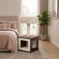 Maison pour chat en bois de rotin synthétique écologique de luxe avec griffoir et design palmier