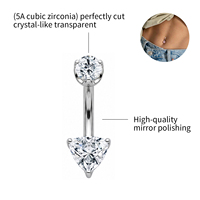 Vente en gros de bijoux de piercing corporel en titane ASTM F136 G23 à filetage interne, anneaux de nombril courbes avec incrustation de zircone cubique (CZ) ronde et colorée