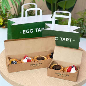 Benutzer definierte Logo Square Egg Tart Cake Einweg verpackung Langlebig <span class=keywords><strong>2</strong></span>-6 PCS Kraft Pappkarton Starr zum Backen von Eierkuchen - Product Image 2