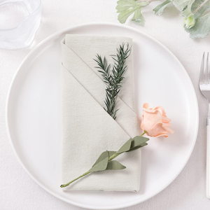 Serviettes en coton et lin faites à la main, personnalisées, élégantes, naturelles, pour dîner, jetables, unies, pour événements, mariages, logo personnalisé - Product Image 1