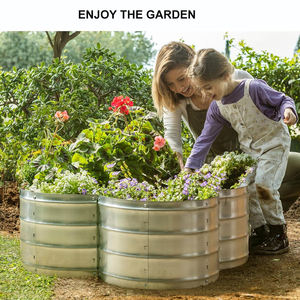 Bac à légumes <span class=keywords><strong>surélevé</strong></span> modulaire en acier galvanisé thermolaqué en forme de fleur, durable, 3*3*1 pieds, avec trous de drainage <span class=keywords><strong>pour</strong></span> légumes et herbes à domicile - Product Image 6