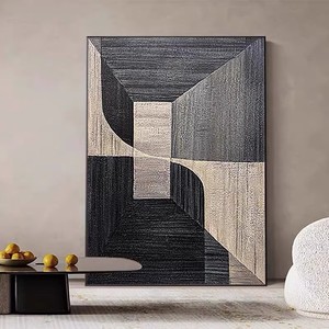 Dafen Village Oil Painting <b>Abstract</b> Geometric <b>Canvas</b> Art Black Frame Rectangle Modern Living Room Decor - Product Image 4