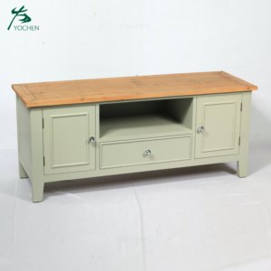 Meubles de support de tv couleur vert gris fait main rangement meuble TV - Product Image 1