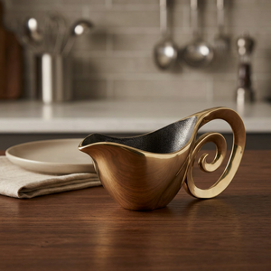 Bol de service de luxe, chaque détail est soigné, moderne, fait main, en métal, écologique, durable, finition polie, poignée en spirale, pour la table, idéal pour offrir - Product Image 2