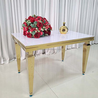 Vente en gros d'usine FURUN de table de salle à manger meubles d'événement en verre trempé table en acier inoxydable table de banquet de mariage