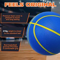 MYPUTEK Ballon de basketball silencieux rainuré sans air en mousse pour entraînement intérieur, matériau PU professionnel, 410g, sensation réelle, performance accrue