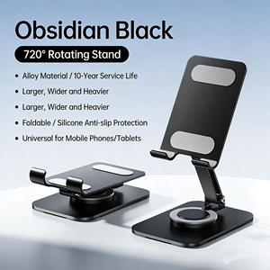 ขาตั้งโทรศัพท์เหล็กคาร์บอนแบบพับได้ 360 องศา °   ที่วางโทรศัพท์มือถือ แท็บเล็ต iPad แบบหมุนปรับได้สำหรับวางบนโต๊ะ - Product Image 1