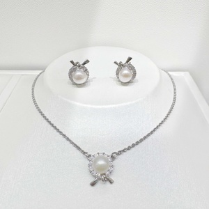 wholesale plata 925 <b>silver</b> Flower Shape Pearl <b>Necklace</b> and Earring <b>Set</b> designer gift vintage Gold Plated jewelry <b>sets</b> for Women - Product Image 2