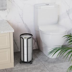 Porte-papier toilette en métal sur pied, finition thermolaquée, pour rangement et organisation des mouchoirs - Product Image 4