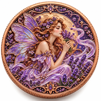Pièce de monnaie personnalisée Fée des fleurs en cuivre pur 999 de 1 oz, impression UV en relief 3D, objet de collection, souvenir commémoratif, cadeau