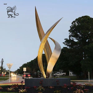 BLVE grande grande Statue urbaine en métal extérieur métal Art géométrique en acier inoxydable coloré Pot de fleurs Sculpture pour ville projet - Product Image 6