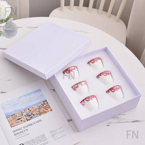 Ensemble de tasses et soucoupes en porcelaine fine de la série D de luxe pour espresso, idéal pour les cafés et les familles - Product Image 3