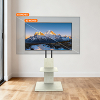 Soporte de TV para Piso Khcoohoo para Exteriores con Base de Acero y Madera y Estante de Almacenamiento para TV de 30-70 Pulgadas, VESA Máximo 600x400