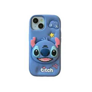 Fashion Cartoon 3D Silicone Holder Cute Mobile Phone Case For iPhone 11 12 13 14 15 pro max Rubble Soft Back Cover Shell Bulk