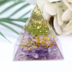 Real Cura Cristal Quartzo Ametista Olho De Tigre Árvore Da Vida Resina De Cristal Orgone Pirâmide Orgonite Pedra Meditação Espiritual