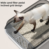 Caja de Arena para Gatos XL Rectangular Portátil, Material Plástico, Fácil de Limpiar, Contenedor Práctico para Arena de Mascotas para Gatos de Interior