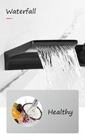 Robinet de lavabo mural noir mat moderne - Mitigeur de lavabo encastré en laiton massif - Bec cascade de luxe pour projets