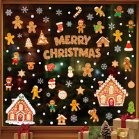 Autocollants de Noël pour fenêtre de maison en forme de maison de pain d'épices, en PVC résistant aux UV, imperméables, avec flocons de neige et figurines de bonhomme, décorations de Noël pour la maison, le réfrigérateur et les portes