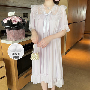 Mädchen Niedliches Nachthemd Schlafkleidung Pyjama Sommer <span class=keywords><strong>Piyama</strong></span> De Mujer Daster Rayon Süßer Pyjama Damen Prinzessinnen-Schlafanzug Damen-Nachthemden - Product Image 5