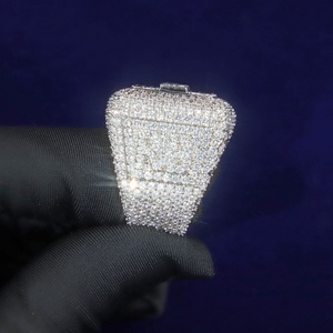 Best Selling Miami Hip Hop <b>Rings</b> 925 Sterling <b>Silver</b> Round Brilliant Cut Moissanite <b>Ring</b> for <b>Men</b> - Product Image 4