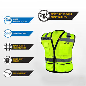 متعددة الجيوب شرائط عالية الوضوح ملابس العمل شبكة الطريق سترة عاكسة للبناء - Product Image 3