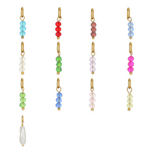 Breloques en perles facettées colorées |   Pendentif en acier inoxydable plaqué or 18K PVD pour bracelets, colliers et boucles d'oreilles |   Imperméable - Product Image 2