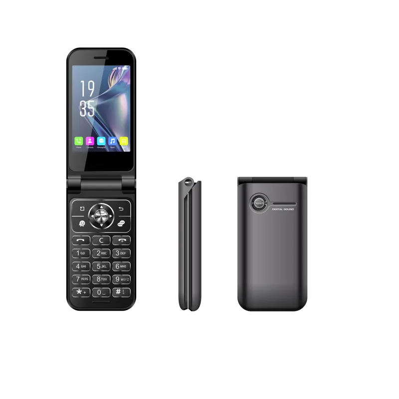 4G MTK6739 फ्लिप फोन जीएसएम डबल स्क्रीन मोबाइल फोन बड़े कीबोर्ड और बड़े Bettery एंड्रॉयड सेल फोन