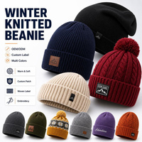 Gorras Lisas para Hombre y Mujer, Gorros Negros Cálidos de Punto Térmico, Gorros de Invierno con Logotipo de Animales Personalizados para Caza