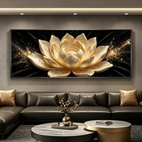 Grande Décoration Murale Horizontale Lion Doré 3D Moderne Tendance Décoration Intérieure Vente en Gros MDF Robuste Durable Peinture Porcelaine HD Effet Cristal