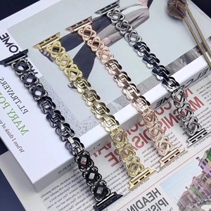 Nouveau <span class=keywords><strong>bracelet</strong></span> en métal brillant pour <span class=keywords><strong>Apple</strong></span> <span class=keywords><strong>Watch</strong></span> Band <span class=keywords><strong>SE</strong></span> 6, <span class=keywords><strong>bracelet</strong></span> de remplacement de luxe pour femmes avec diamants pour IWatch 5 4 3 49 mm 44 mm 38 mm - Product Image 2