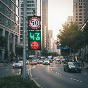 Sistema de Advertencia de Velocidad Eléctrico para Ciudad de 140 x 55 cm con Radar y Alerta de Tráfico - Product Image 3