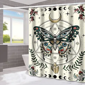 Factory Direct Sales Waterproof Shower Curtain Divination Butterfly Print Customized Shower Curtain for Bathroom Decoration