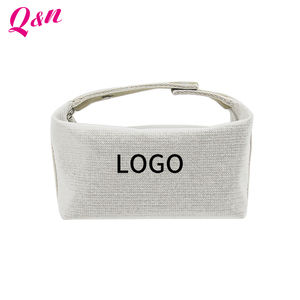 Custom Natural <b>Plain</b> Canvas Cotton Fashionable Travel-Ready Reusable Durable Makeup Cosmetic <b>Bag</b> Wholesale for Women - Product Image 1