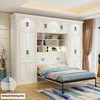 Lit Murphy moderne caché - Cadre en bois pliable et convertible, gain de place, avec armoire, tailles Twin/Queen/King