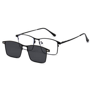 Lunettes de soleil magnétiques BQ-8009 pour hommes, verres polarisés UV400 anti-reflets en PC, monture quadrilatère noire, pour la conduite en extérieur - Product Image 5
