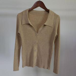 Осенний модный свитер с длинными рукавами, тонкий вязаный кардиган с V-образным вырезом для женщин - Product Image 6