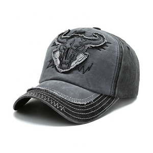 <span class=keywords><strong>Gorra</strong></span> de Béisbol Vintage Desgastada <span class=keywords><strong>con</strong></span> Parche de Cabeza de <span class=keywords><strong>Toro</strong></span> - Product Image 5