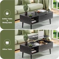 Table basse relevable Moderb Home Office Furniture noire avec compartiment caché