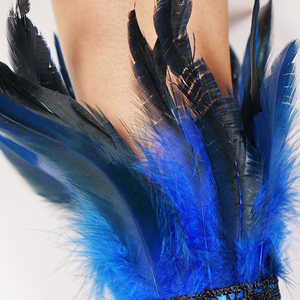 Bracelets de poignet en plumes confortables, paire de gants en dentelle florale gothique, bracelets de poignet en plumes, unisexe pour fête cosplay - Product Image 6