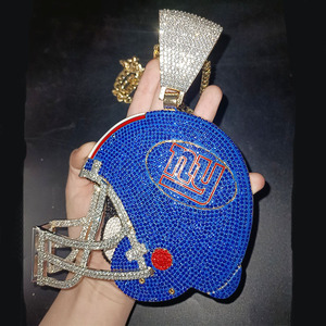 מותאם אישית כדורגל קנזס ראשי גדול שקוף קריסטל קסדת 6 אינץ גדול תליון כדורגל ליגת שרשרת תכשיטים - Product Image 3