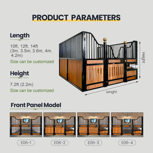 ด้านหน้าที่มั่นคงของม้าไม้ไผ่ปรับแต่งได้พร้อมระบบประตูสวิงและแผงด้านหน้าคอกให้อาหารม้าแบบปรับได้ - Product Image 2