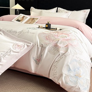 Ensemble de literie en coton à fibres longues de luxe et haut de gamme - Housse de couette brodée florale haut de gamme tout en coton pour bébé et tout-petit - Product Image 5