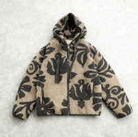 Vestes d'hiver pour hommes XJYD Hip Hop imperméables, respirantes, avec motif graphique personnalisé, imprimé jacquard, en polaire sherpa moelleuse à fleurs