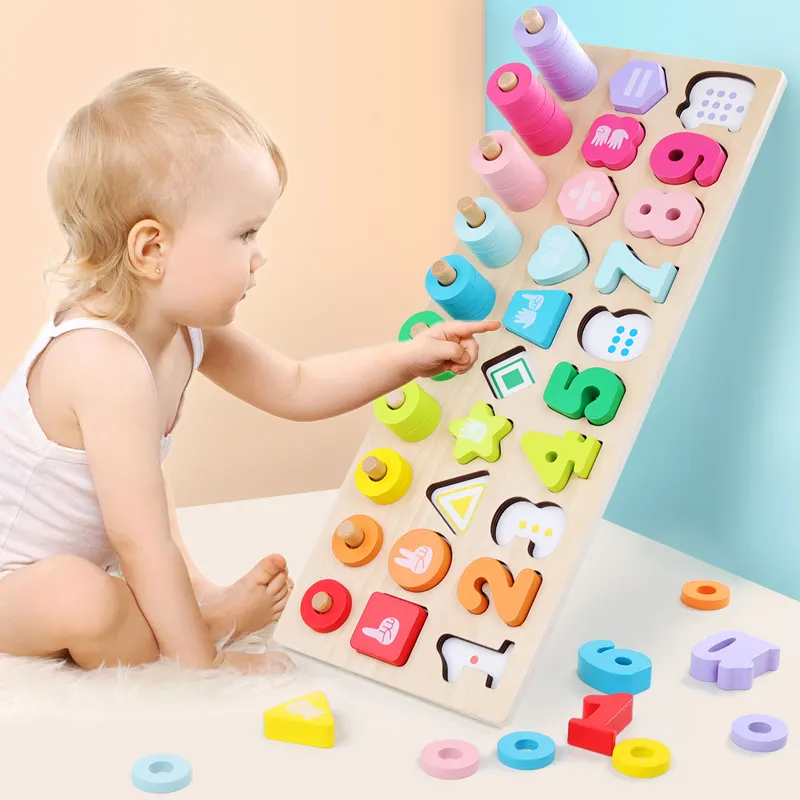 Wooden Montessori Educational Toys Multifunction Teaching Aids Learning Toy Wooden Number Counting Math Toy Unisex Wooden Truck