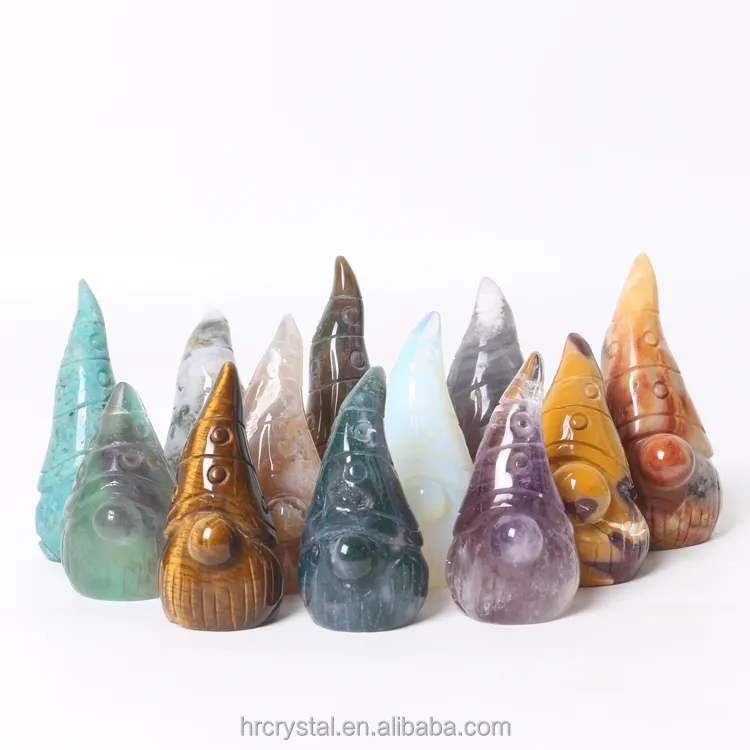Artisanat en cristal de guérison Figurines de gnome en cristal de pierres précieuses naturelles personnalisées sculpture