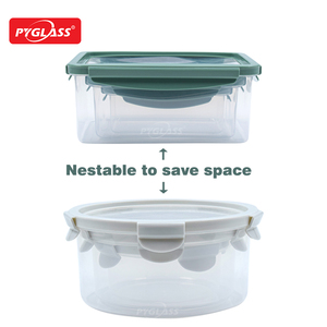 Pyglass Chất lượng cao Hot Bán Hộp Ăn Trưa với chất lỏng Silicone nắp nhựa thực phẩm lưu trữ container làm tổ bữa ăn chuẩn bị container - Product Image 3